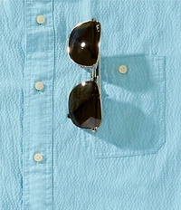 Cremieux Blue Label Seersucker Solid Performance Short Sleeve Woven Shirt