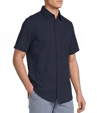 Cremieux Blue Label Seersucker Solid Performance Short Sleeve Woven Shirt