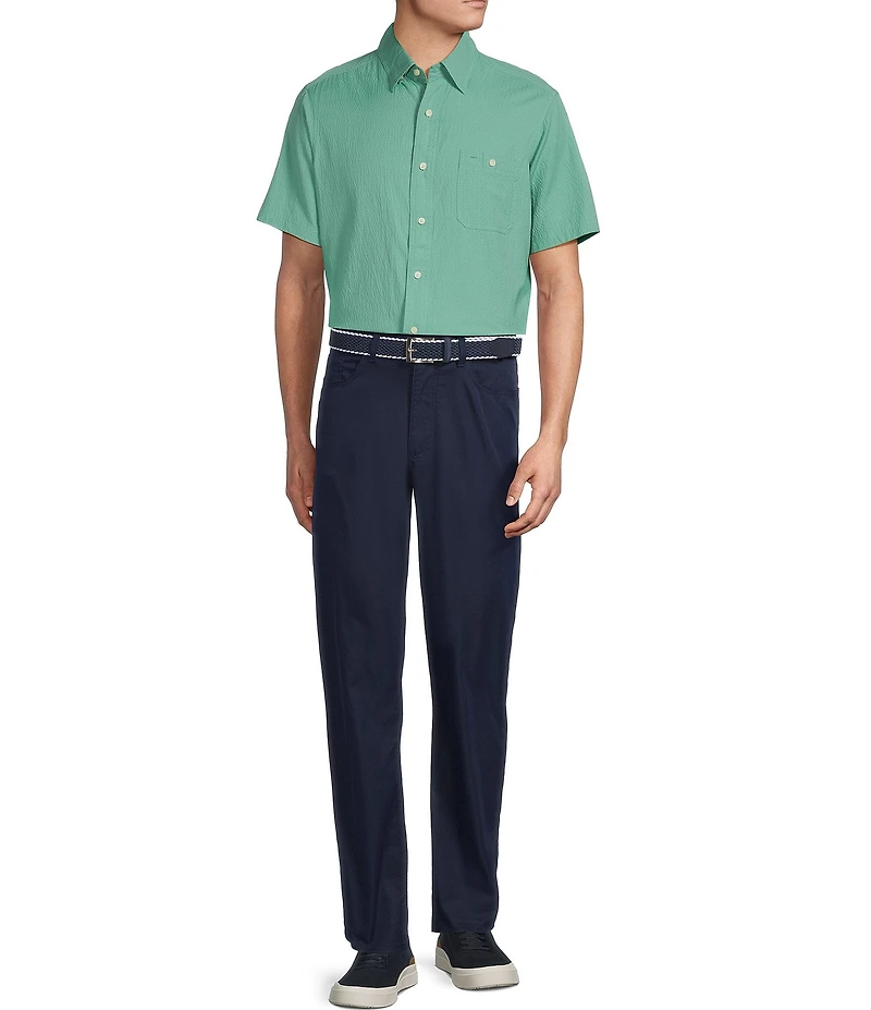 Cremieux Blue Label Seersucker Solid Performance Short Sleeve Woven Shirt