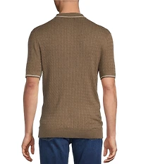 Cremieux Blue Label Short Sleeve Cable Polo Sweater