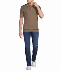 Cremieux Blue Label Short Sleeve Cable Polo Sweater