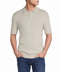 Cremieux Blue Label Short Sleeve Cable Polo Sweater