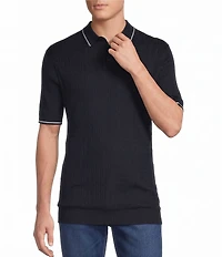 Cremieux Blue Label Short Sleeve Cable Polo Sweater