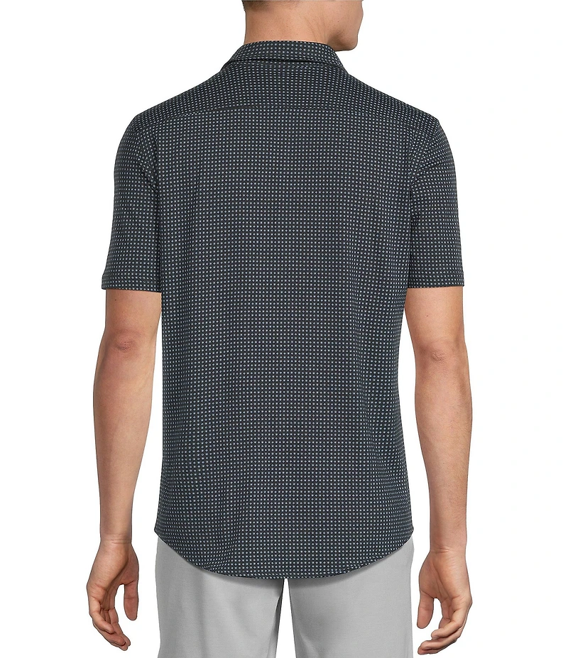 Cremieux Blue Label Short Sleeve Jersey Geometric Floral Coat Front Knit Shirt