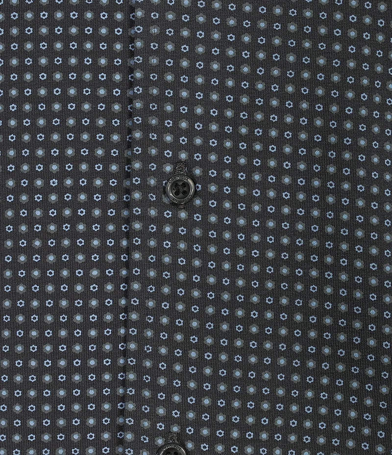 Cremieux Blue Label Short Sleeve Jersey Geometric Floral Coat Front Knit Shirt