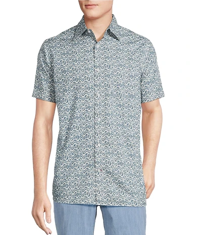 Cremieux Blue Label Short Sleeve Point Leaf Woven Shirt