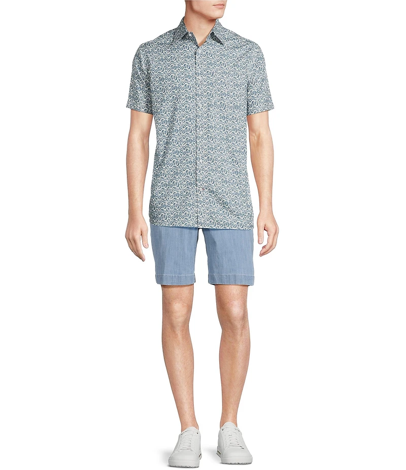 Cremieux Blue Label Short Sleeve Point Leaf Woven Shirt