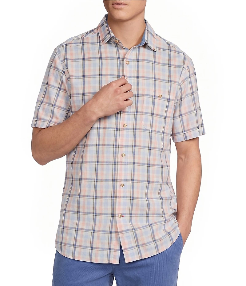 Cremieux Blue Label Short Sleeve Spread Plaid Woven Shirt