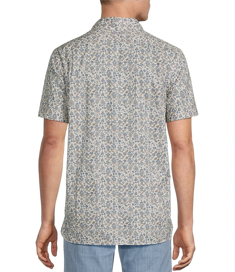 Cremieux Blue Label Slub Floral Print Short Sleeve Woven Shirt