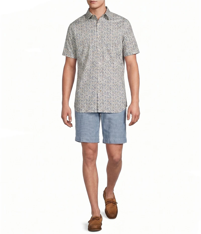 Cremieux Blue Label Slub Floral Print Short Sleeve Woven Shirt