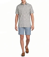 Cremieux Blue Label Slub Floral Print Short Sleeve Woven Shirt