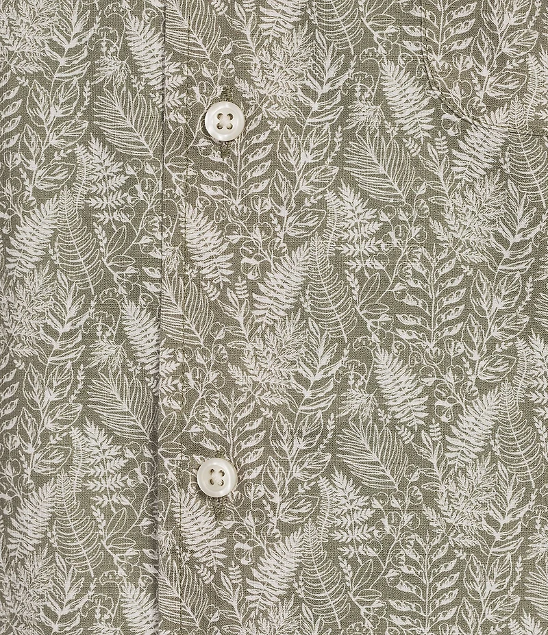 Cremieux Blue Label Slub Leaf Print Short Sleeve Woven Shirt