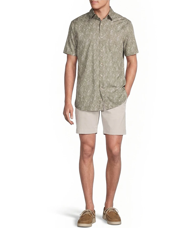 Cremieux Blue Label Slub Leaf Print Short Sleeve Woven Shirt