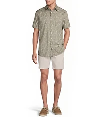 Cremieux Blue Label Slub Leaf Print Short Sleeve Woven Shirt