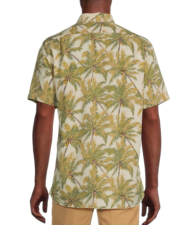 Cremieux Blue Label Slub Twill Tonal Palm Tree Print Short Sleeve Woven Shirt
