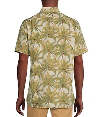Cremieux Blue Label Slub Twill Tonal Palm Tree Print Short Sleeve Woven Shirt