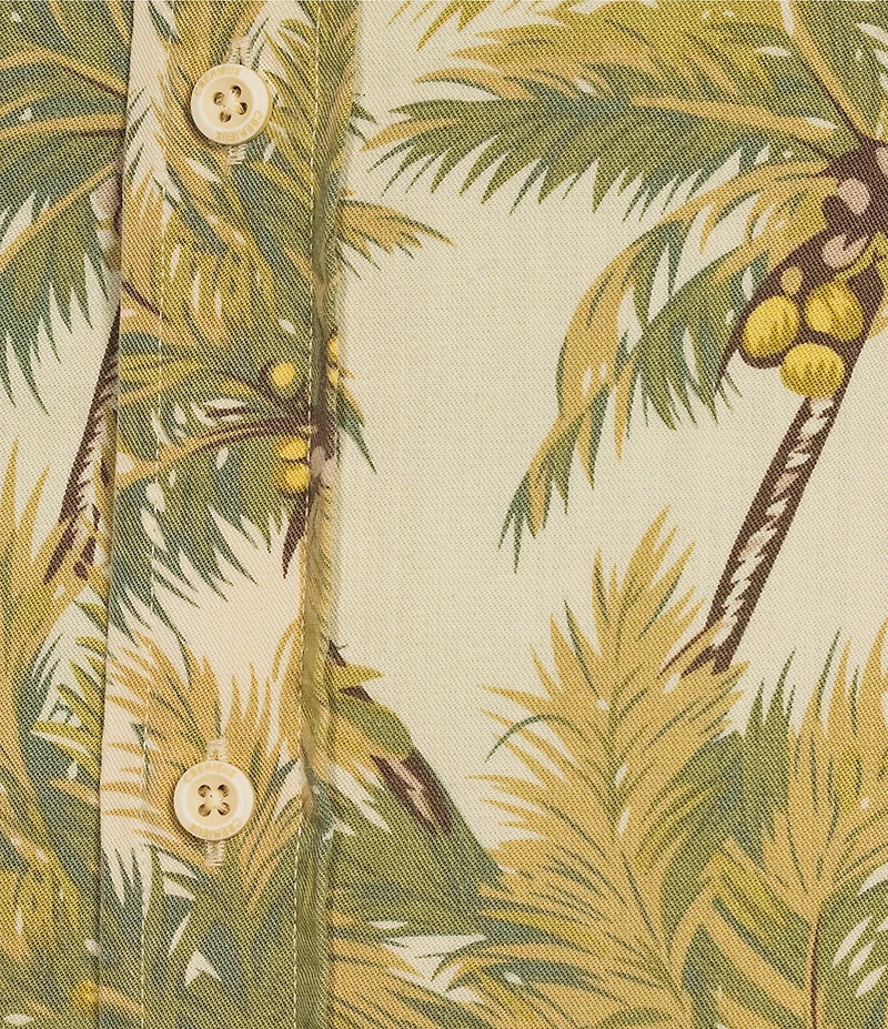 Cremieux Blue Label Slub Twill Tonal Palm Tree Print Short Sleeve Woven Shirt