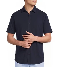 Cremieux Blue Label Solid Coat Front Short Sleeve Shirt