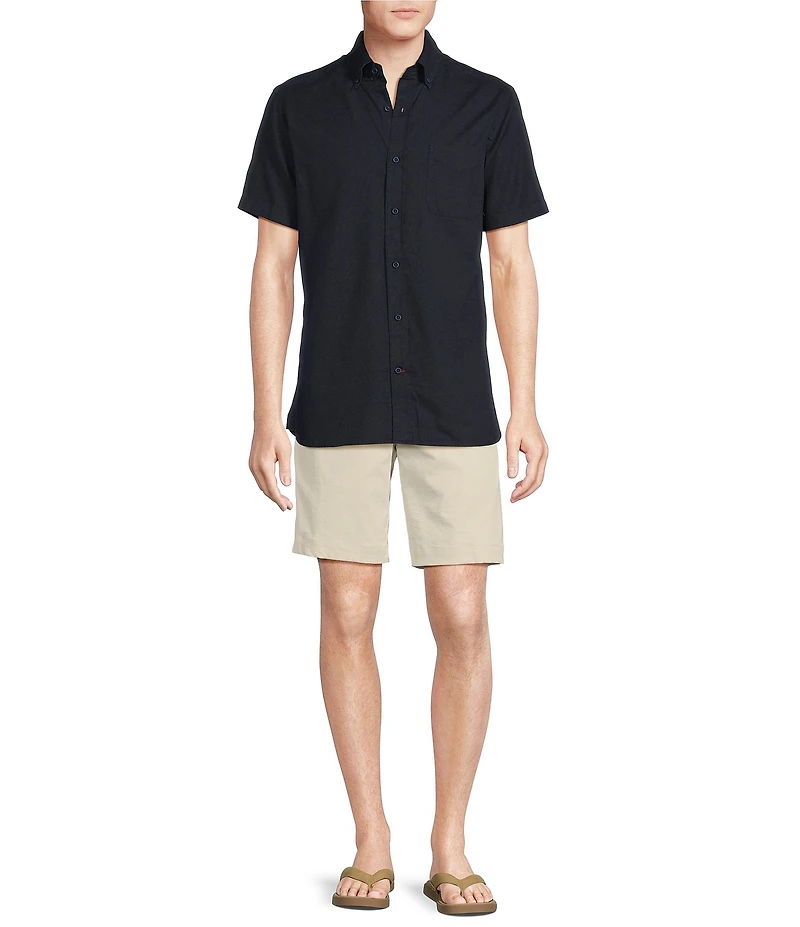 Cremieux Blue Label Solid Garment-Dyed Oxford Short Sleeve Woven Shirt