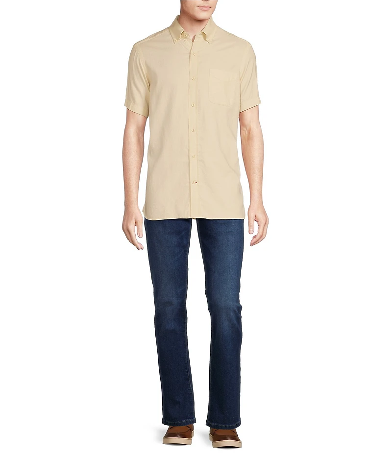 Cremieux Blue Label Solid Garment-Dyed Oxford Short Sleeve Woven Shirt