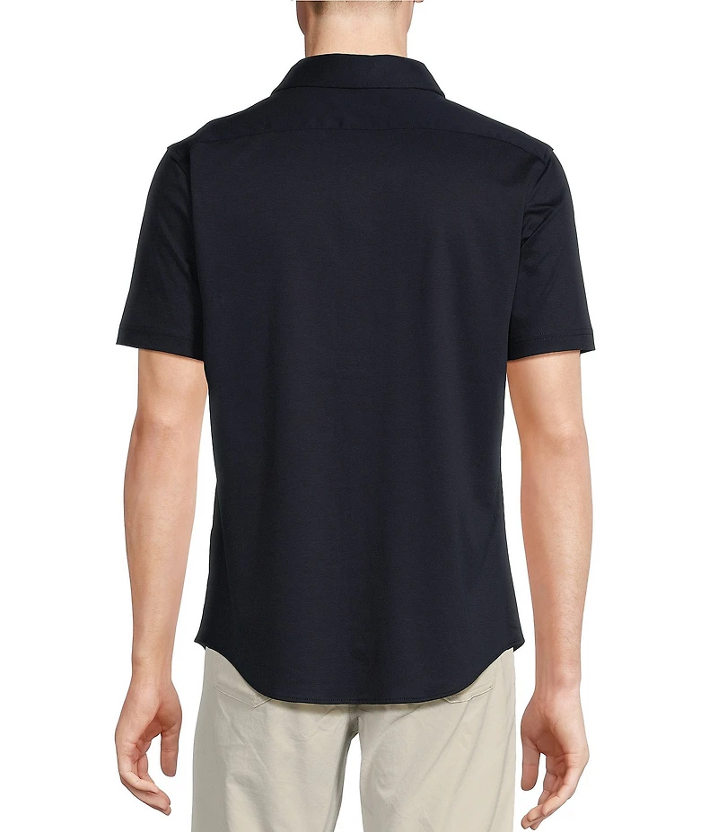 Cremieux Blue Label Solid Interlock Coat Front Knit Shirt