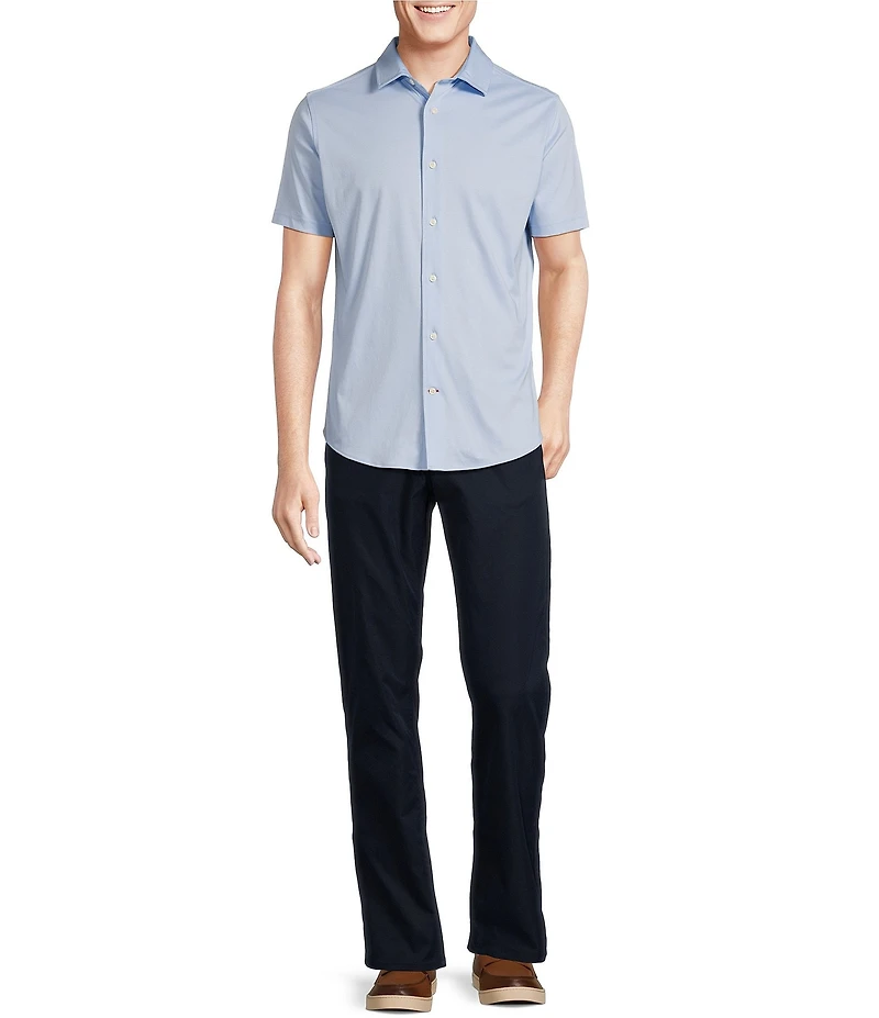 Cremieux Blue Label Solid Interlock Coat Front Knit Shirt