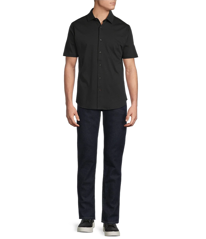 Cremieux Blue Label Solid Interlock Coat Front Knit Shirt