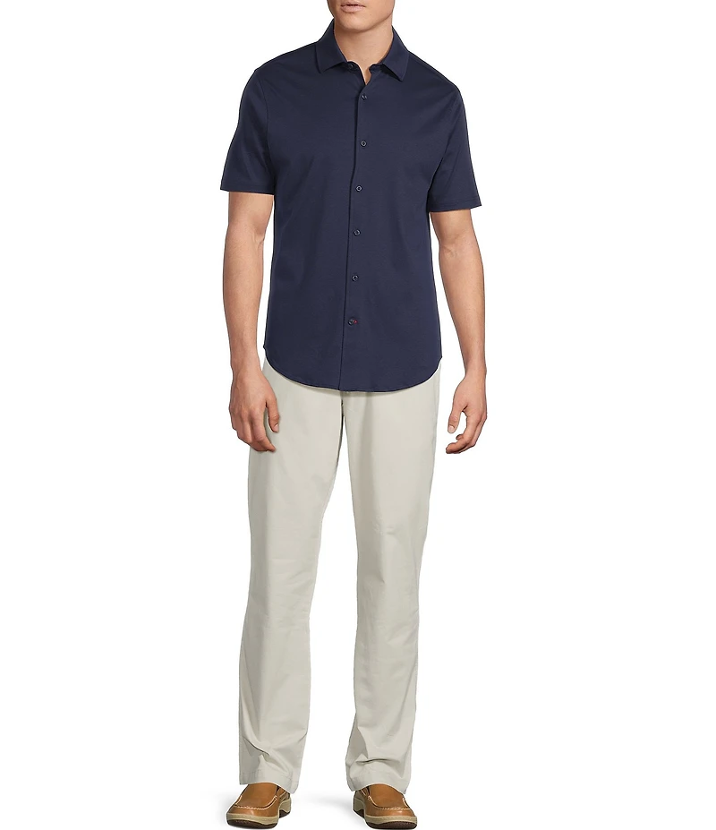 Cremieux Blue Label Solid Interlock Coat Front Knit Shirt