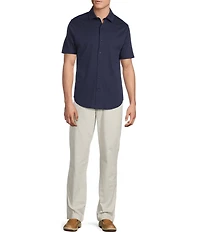Cremieux Blue Label Solid Interlock Coat Front Knit Shirt