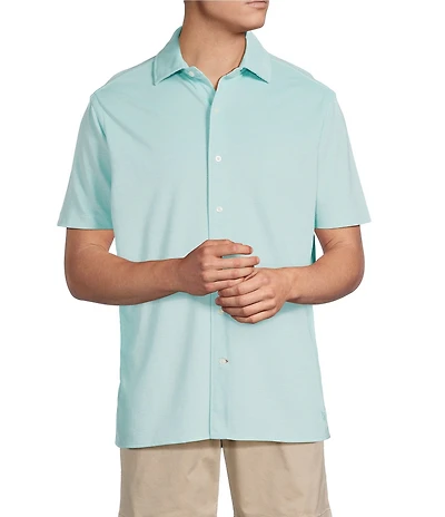 Cremieux Blue Label Solid Knit Oxford Short Sleeve Woven Shirt