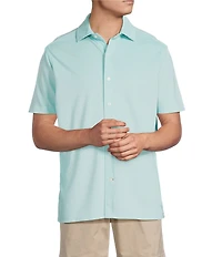Cremieux Blue Label Solid Knit Oxford Short Sleeve Woven Shirt