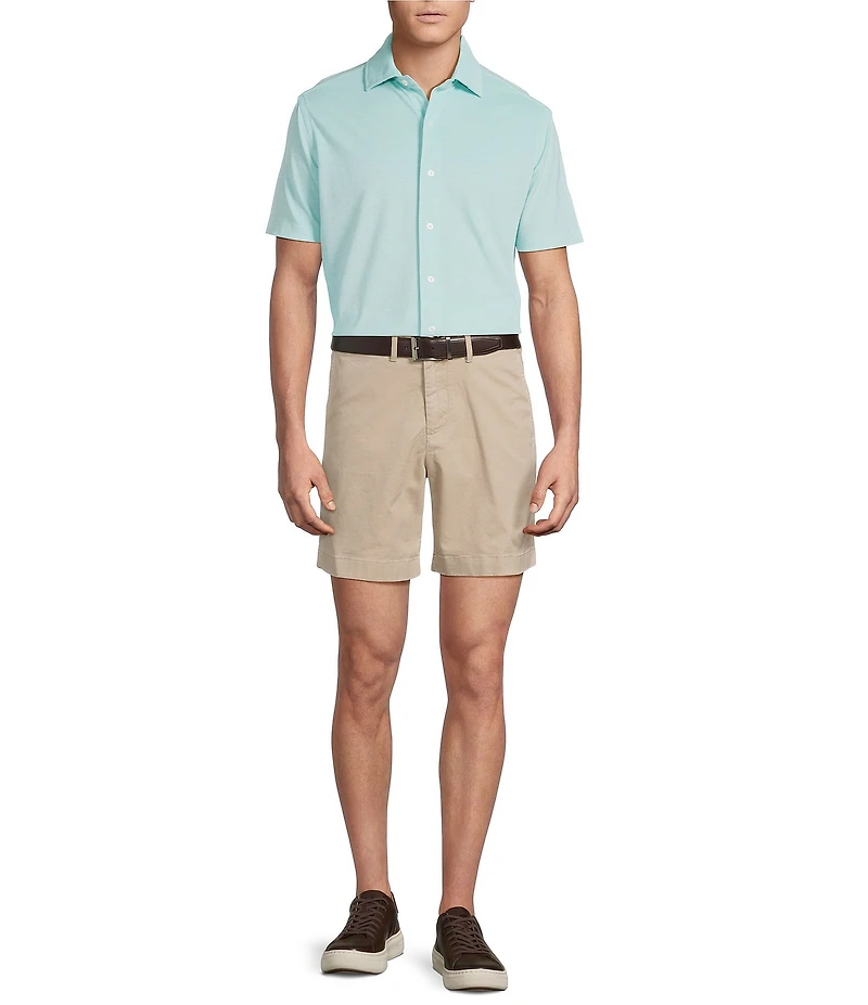 Cremieux Blue Label Solid Knit Oxford Short Sleeve Woven Shirt