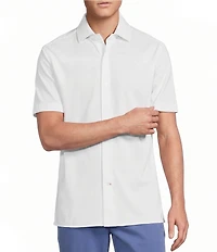 Cremieux Blue Label Solid Knit Oxford Short Sleeve Woven Shirt
