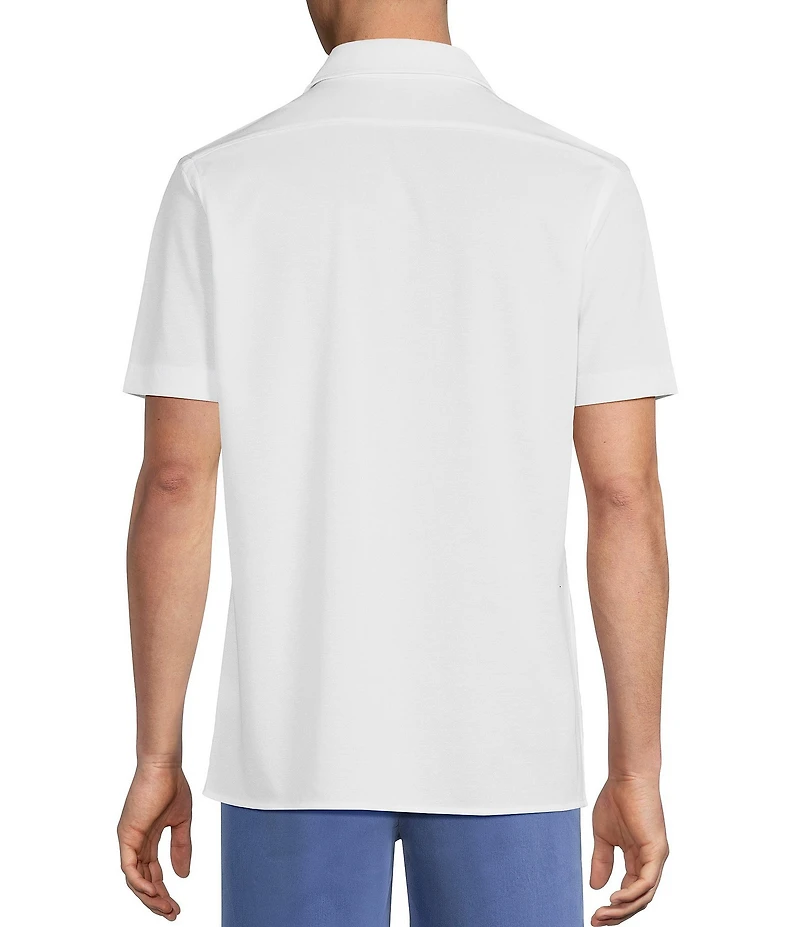 Cremieux Blue Label Solid Knit Oxford Short Sleeve Woven Shirt