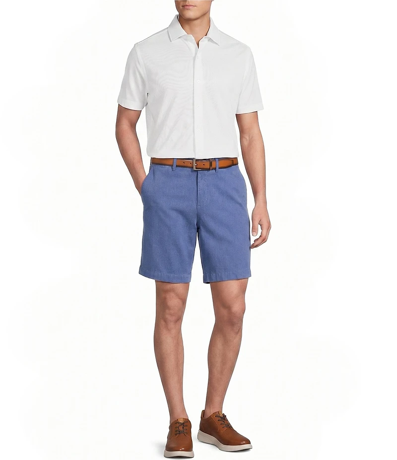 Cremieux Blue Label Solid Knit Oxford Short Sleeve Woven Shirt