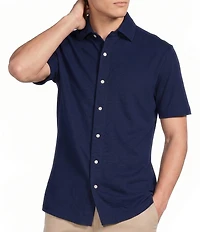 Cremieux Blue Label Solid Knit Oxford Short Sleeve Woven Shirt
