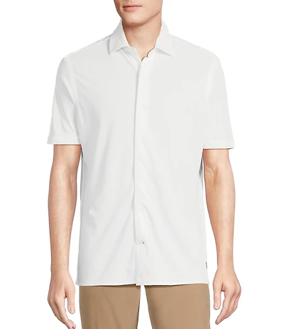 Cremieux Blue Label Solid Knit Oxford Short Sleeve Woven Shirt