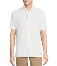 Cremieux Blue Label Solid Knit Oxford Short Sleeve Woven Shirt