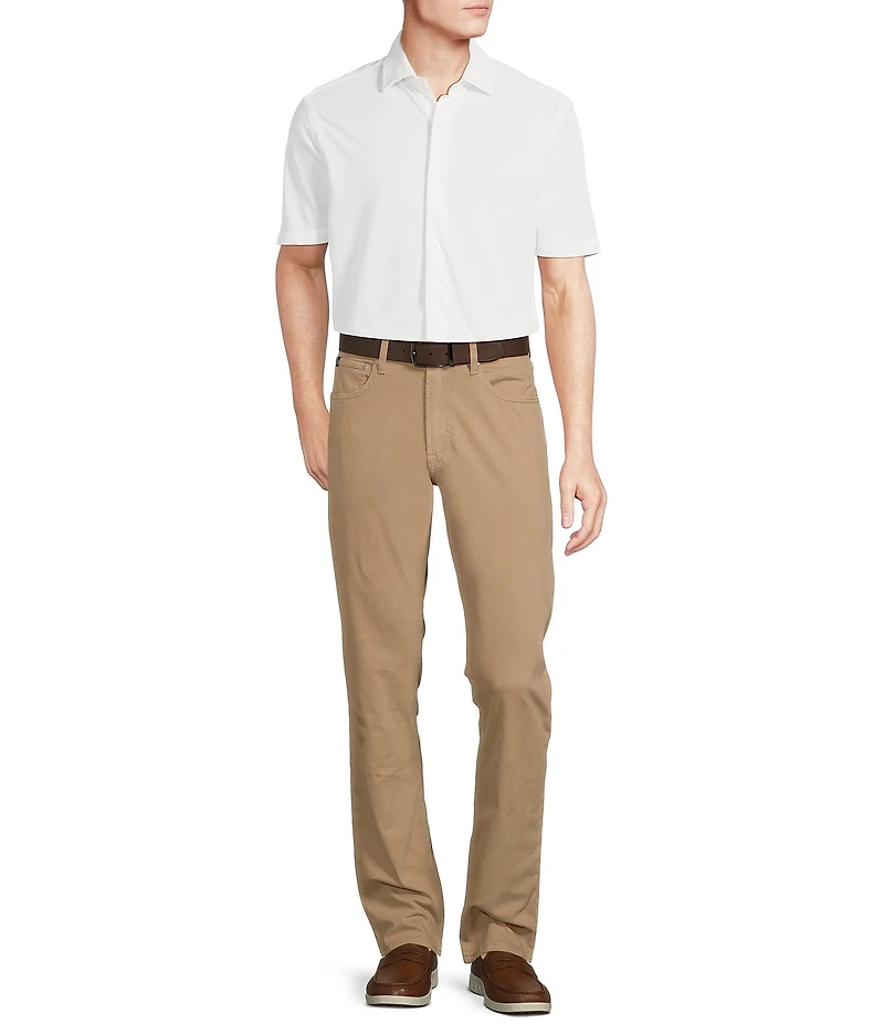 Cremieux Blue Label Solid Knit Oxford Short Sleeve Woven Shirt