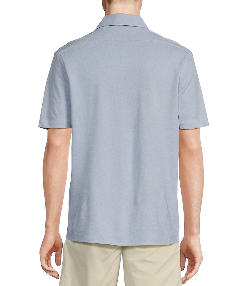 Cremieux Blue Label Solid Knit Oxford Short Sleeve Woven Shirt