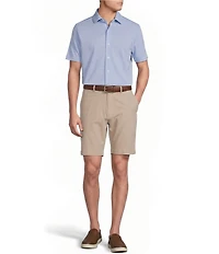Cremieux Blue Label Solid Knit Oxford Short Sleeve Woven Shirt