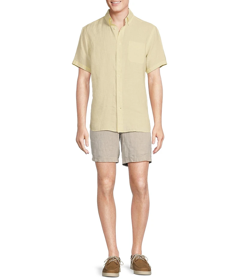 Cremieux Blue Label Solid Linen Short Sleeve Woven Shirt