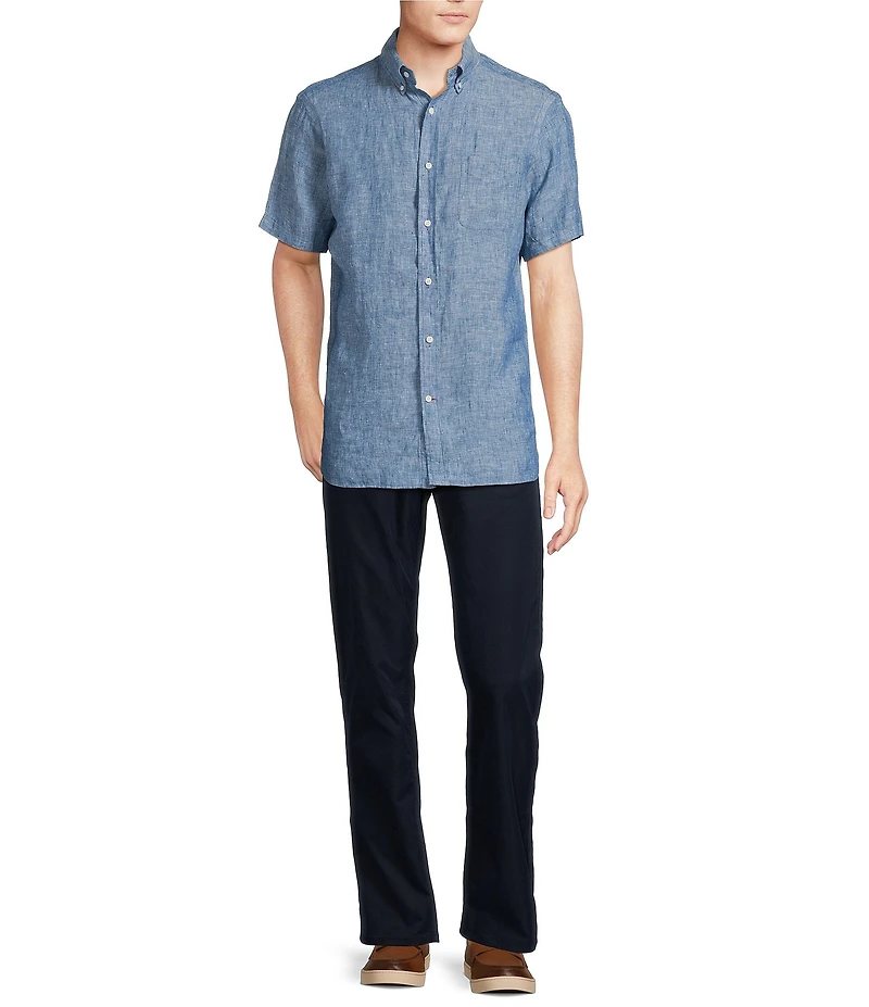 Cremieux Blue Label Solid Linen Short Sleeve Woven Shirt