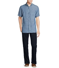 Cremieux Blue Label Solid Linen Short Sleeve Woven Shirt