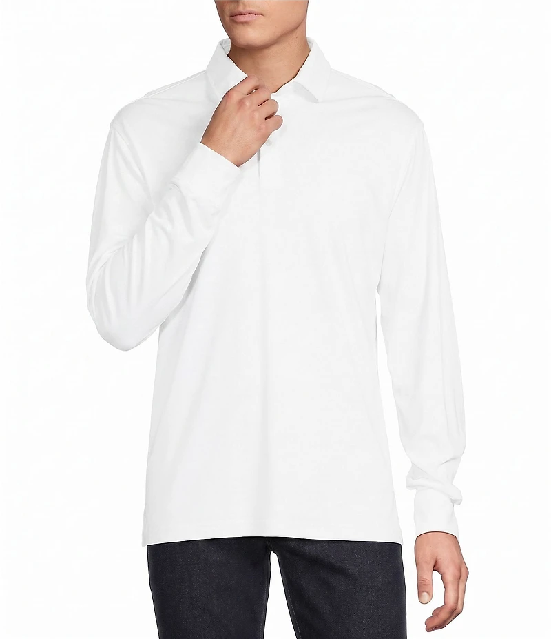 Cremieux Blue Label Solid Long Sleeve Cotton Interlock Polo Shirt