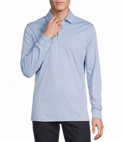 Cremieux Blue Label Solid Long Sleeve Cotton Interlock Polo Shirt