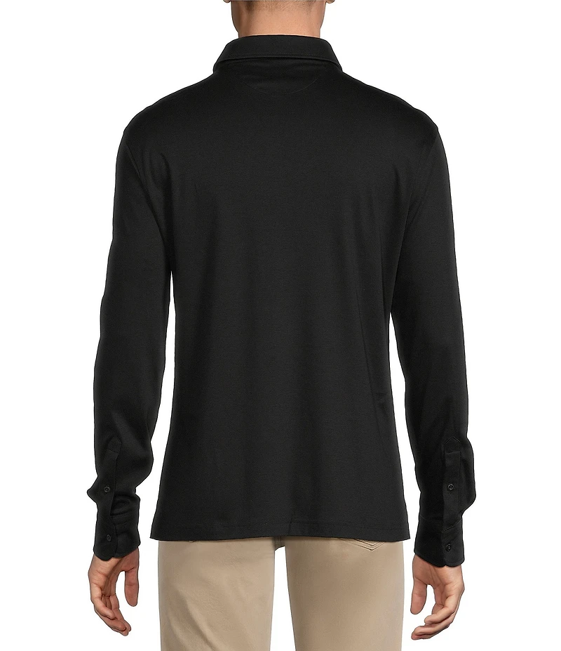 Cremieux Blue Label Solid Long Sleeve Cotton Interlock Polo Shirt