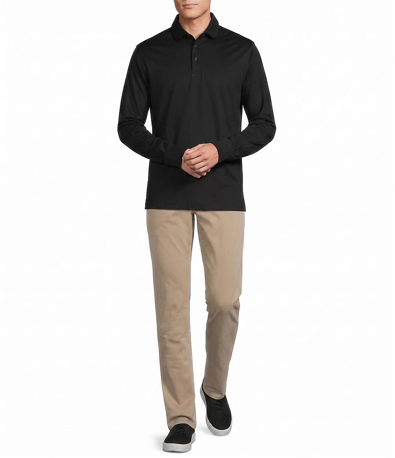 Cremieux Blue Label Solid Long Sleeve Cotton Interlock Polo Shirt