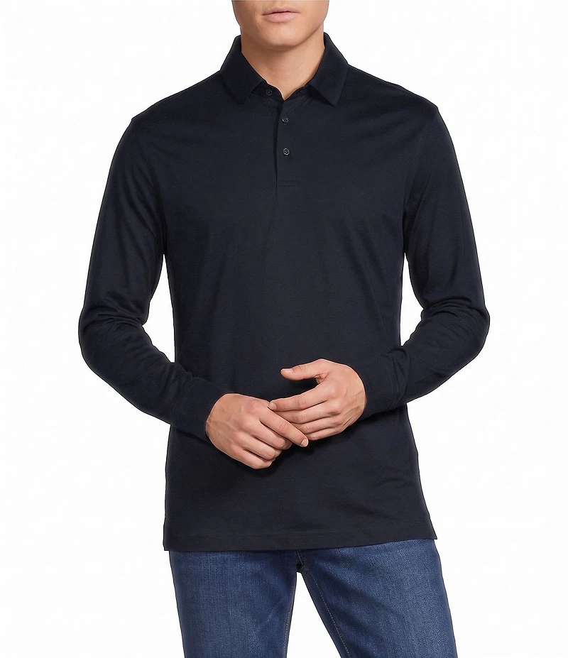 Cremieux Blue Label Solid Long Sleeve Cotton Interlock Polo Shirt