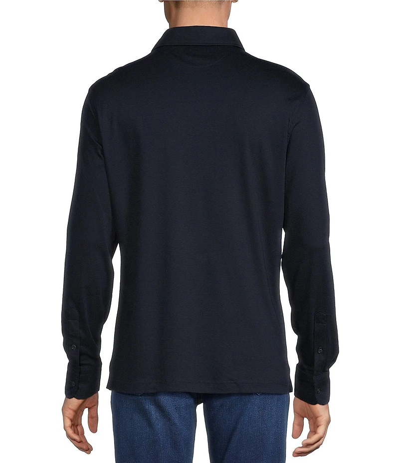Cremieux Blue Label Solid Long Sleeve Cotton Interlock Polo Shirt